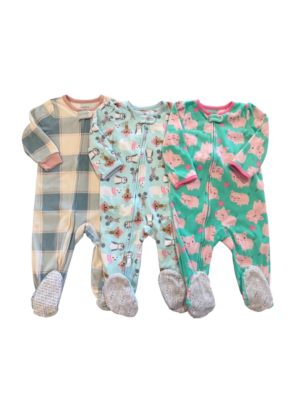 18m Carter's Simple Joys Set Baby Footed Pajamas, 18 Months, Multi-Color Fleece